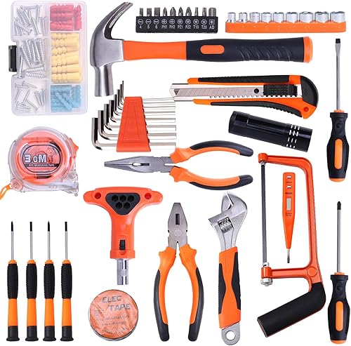 Miniatura 7 de Juego de herramientas para el hogar, 109 piezas, kit de herramientas manuales básicas de bricolaje con caja de herramientas de almacenamiento, para