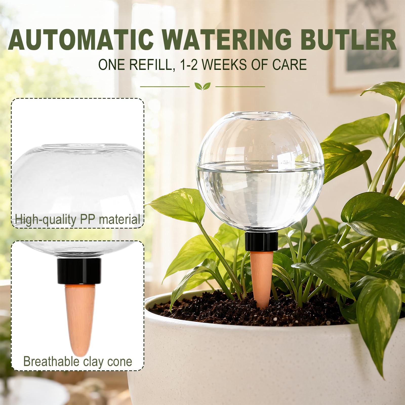 Sfere di irrigazione per piante, 6 pezzi, irrigazione automatica delle piante, 500 ml, sfera di irrigazione automatica, per l'irrigazione automatica di stanze, balconi, piante da giardino