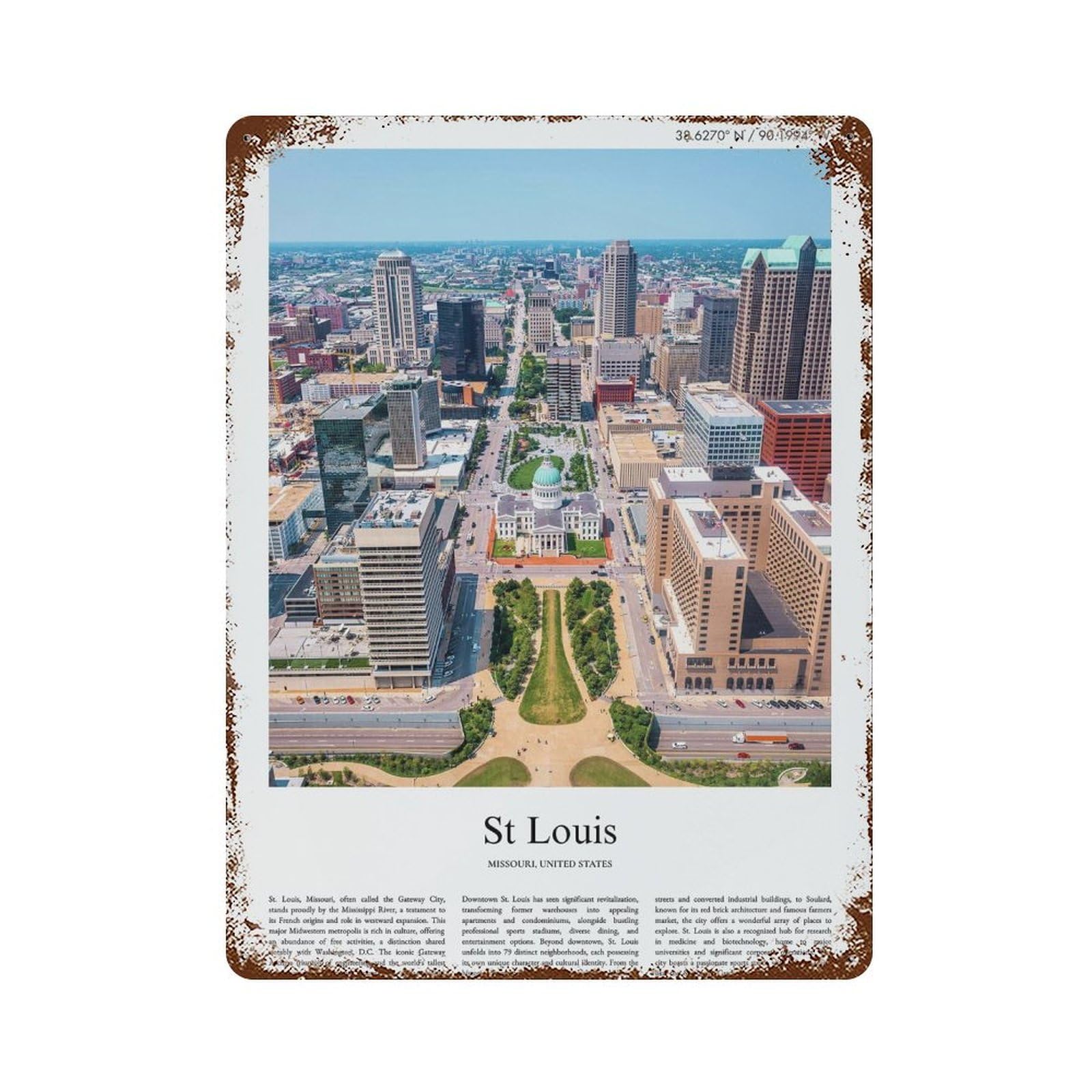 xiaoxiaoshen St Louis Missouri, United States, USA City Scenery Wall Decor Art Metal Tin Poster Modern Home Decor Art Home Bar Shop Decorations Vintage Sign 40x30cm