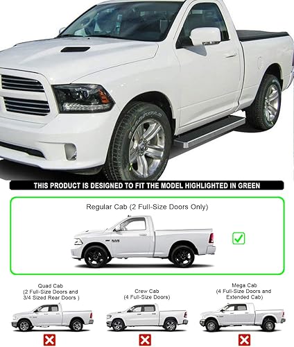 Miniatura 42 de APS Estribos negros de acero inoxidable 304 de 5 pulgadas, barras de Nerf, escalones laterales compatibles con Ram 1500 2009-2018 Regular Cab & Ram