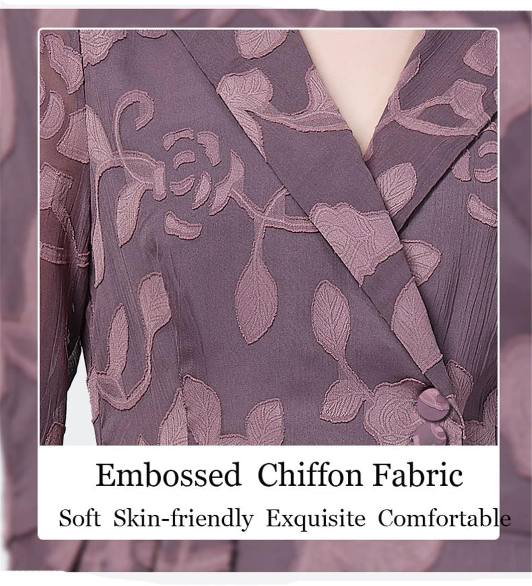 Suit Collar Chiffon Floral Blouse Women Slim Spliced A-Line Shirt Spring Ladies Top