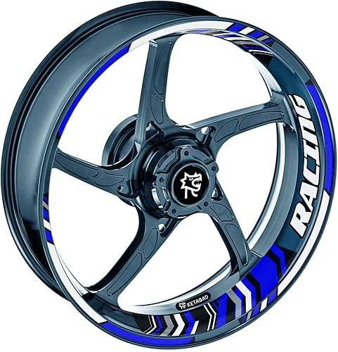 KETABAO Paquete de calcomanías para llantas de rueda de 17 pulgadas compatibles con ZX10R ZX10RR ZX6R 636 Z900 Z1000 Z650 Ninja 400 18 19 azul
