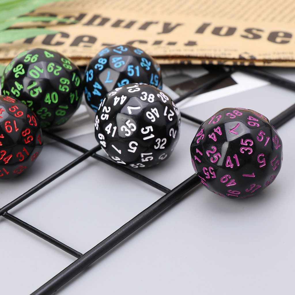 OVERTOYOU Juego de 6 dados poliédricos D60 de 60 caras para juegos de mesa de juegos de mesa de casino RPG