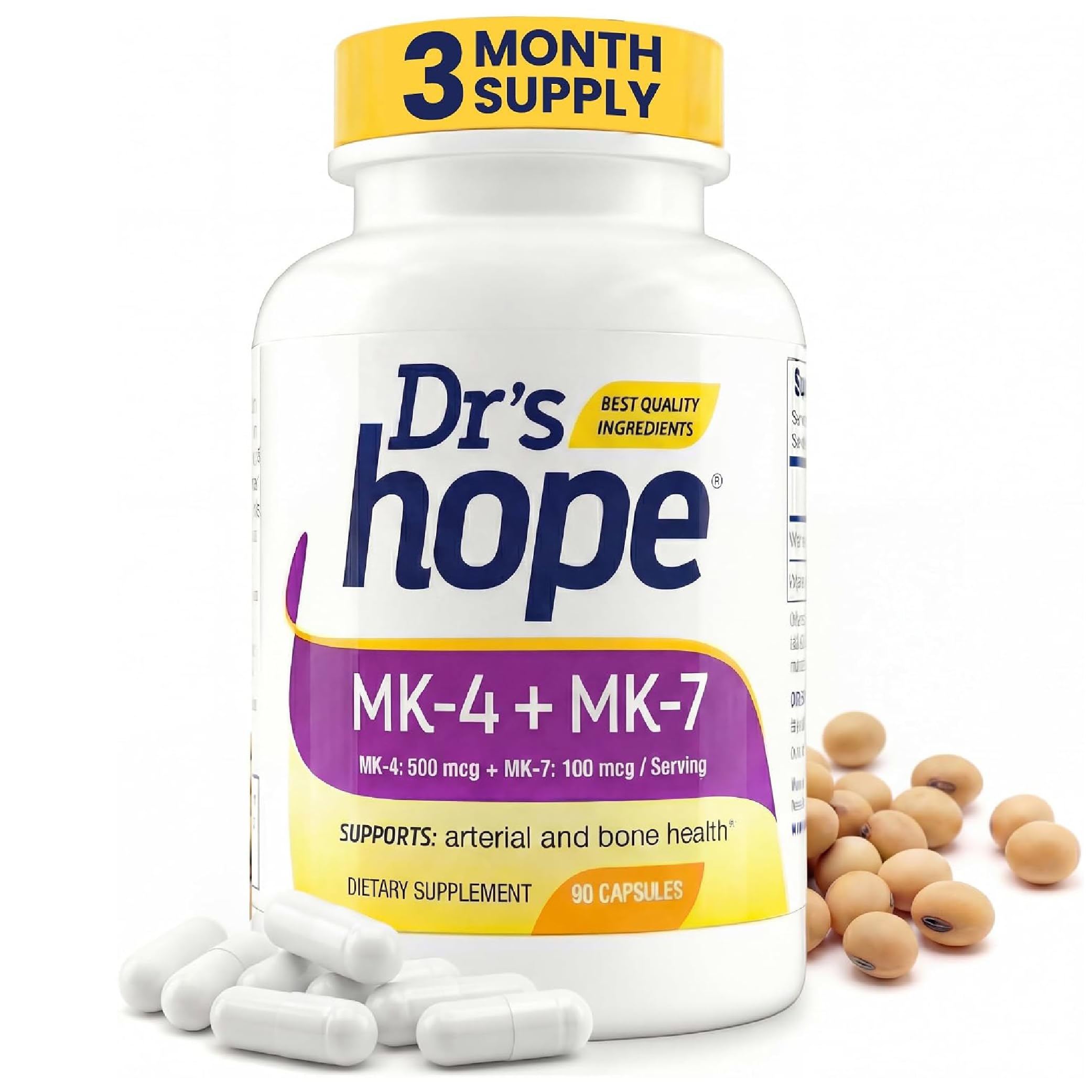 Natural Vitamin K2 MK4 &amp; MK7 | Made in USA, 3 Month Supply