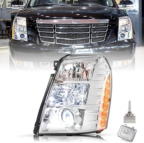 SOCKIR Conjunto de faros HIDXenón Con bombilla y balasto compatible con Cadillac Escalade 2007-2014 Faro proyector estilo OE lado izquierdo del