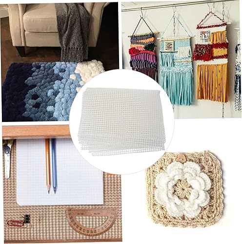 Miniatura 5 de Ciieeo Ganchos de plástico de tela de malla tejida para colgar tapiz tejido, manta, kit de tejido de alfombra en blanco, alfombra de malla de