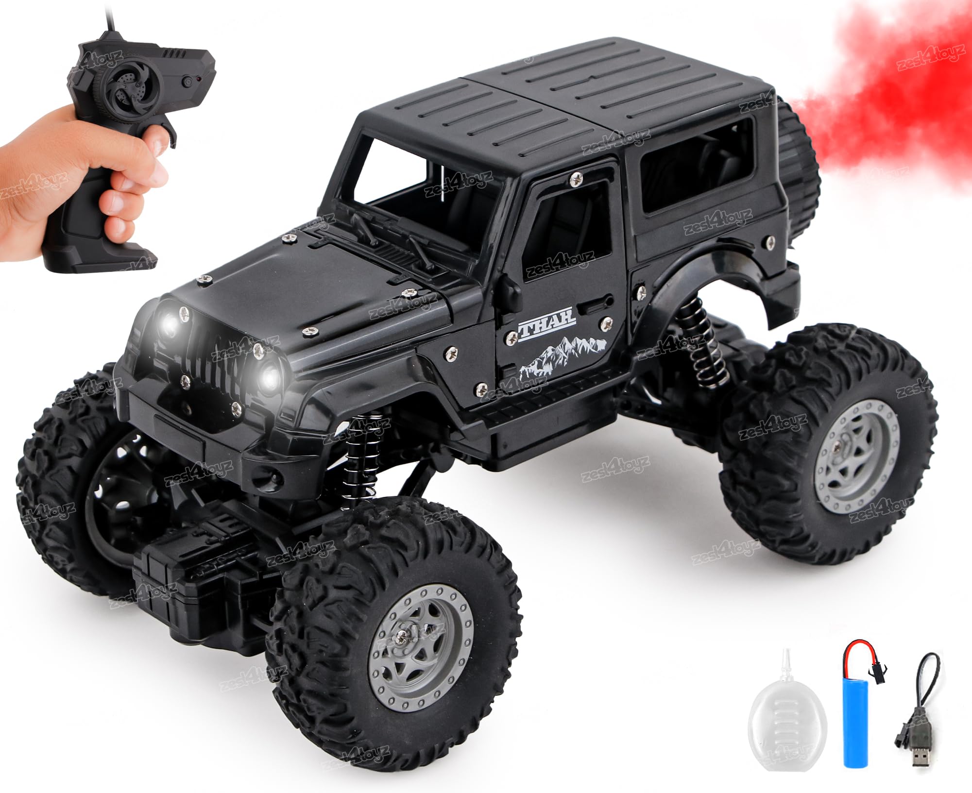 Zest 4 Toyz RC Car Toy for Kids Remote Control Rock Explorer Car for Boys with Mist Spray Smoke Effect, LED Lights and Rechargeable Battery, USB Charging Cable (Multicolor) Pack of 1 (B0D2LFFJZ5) Amazon Price History, Amazon Price Tracker