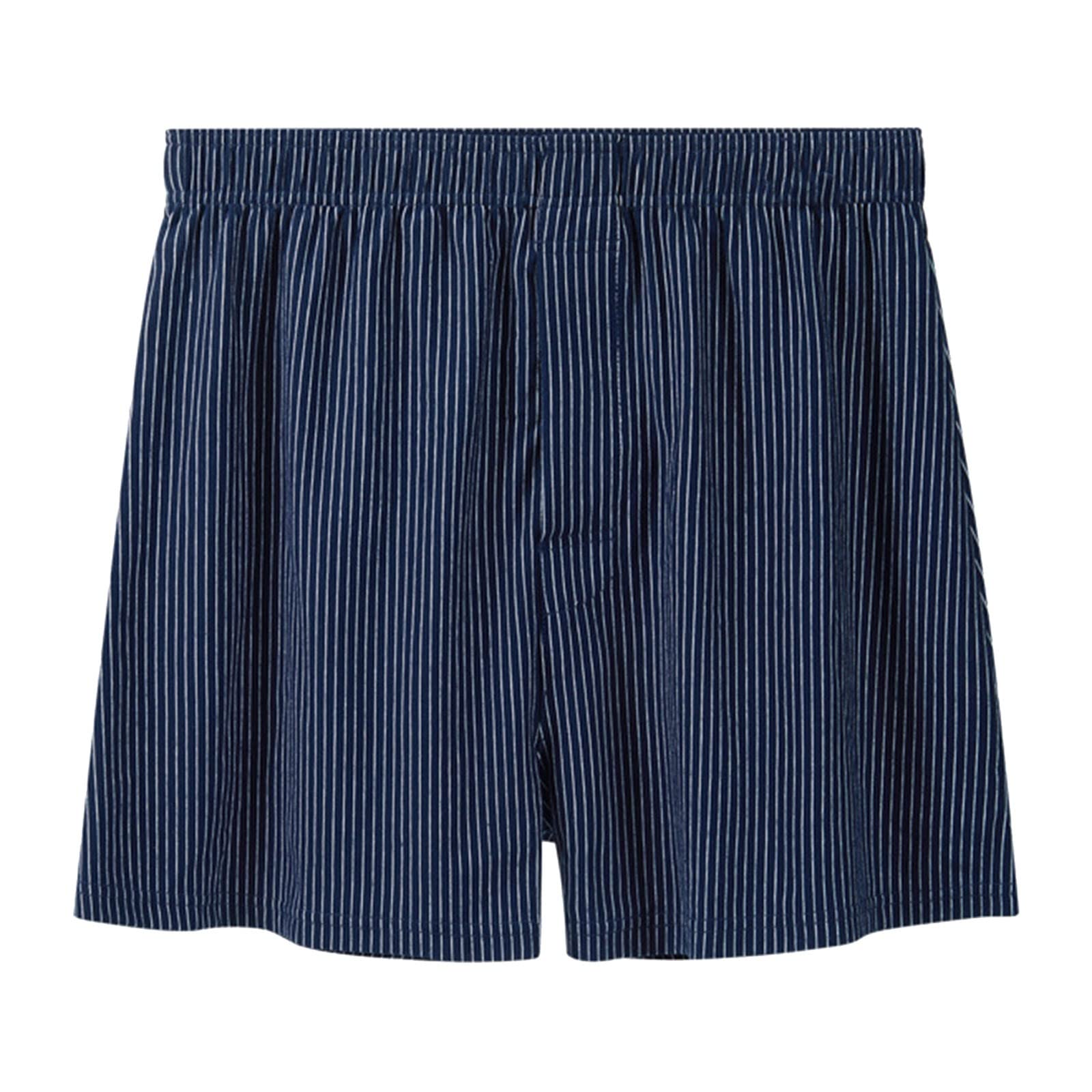 Generic Mens Cotton Stripe Comfort Boxer shorts Thin Breathable Cool Classic Full Rise Design Home Casual Convertible Shorts
