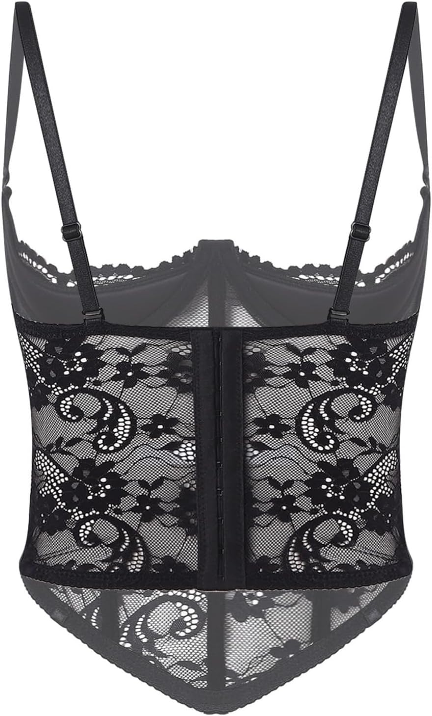 Freebily Women Bralette Unlined Tops Babydoll Non-Padded Lingerie See Through Brassiere Sheer Mesh Bra Tops