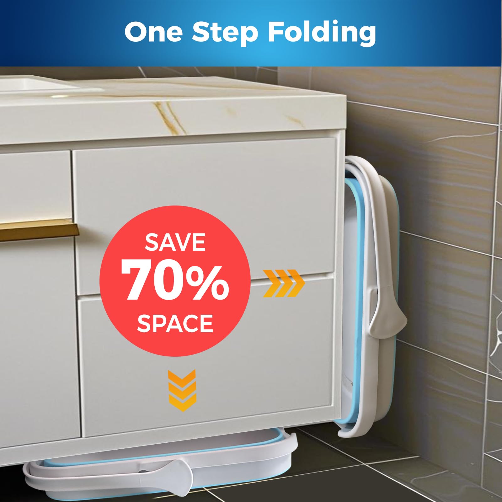 Wischmopp mit faltbarem Eimer, Bodenwischer mit Auswringfunktion, Mikrofaser Flachmopp Komplett Set für alle Hartböden