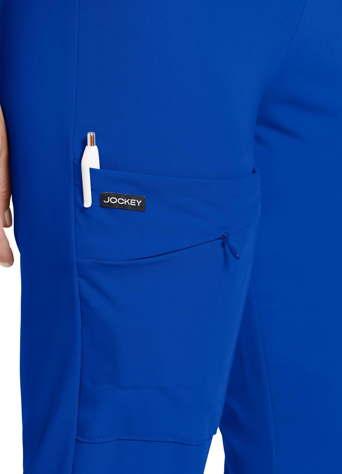 Classic Fit Collection by Jockey Women's Tri Blend Zipper Scrub Pants Small Petite Royal