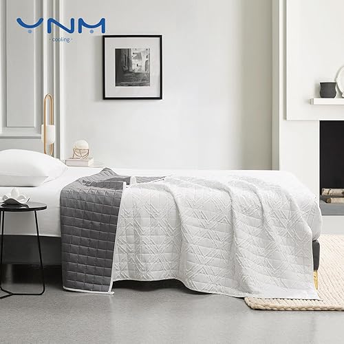 Miniatura 3 de YnM Exclusiva manta con peso refrescante de viscosa natural derivada del bambú, manta de cama para una persona de 190 libras, ideal para cama
