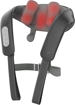 Neck S Shiatsu Neck and Shoulder Massager with Heat, Black | Cordless & Hands-Free Design | 3 Modes, 104F/113F Heat, 2500mAh USB-C Rechargeable | Deep Tissue Neck and Back Pain Relief