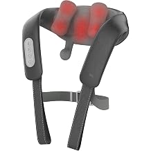 Neck Massager with Heat, 3D Deep Tissue Shiatsu Kneading for Back and Shoulder Pain Relief, Cordless Massager with 3 Modes & 2 Intensities, Voice Prompt, Smart Memory, 10 Mins x12 Use for Men & Women