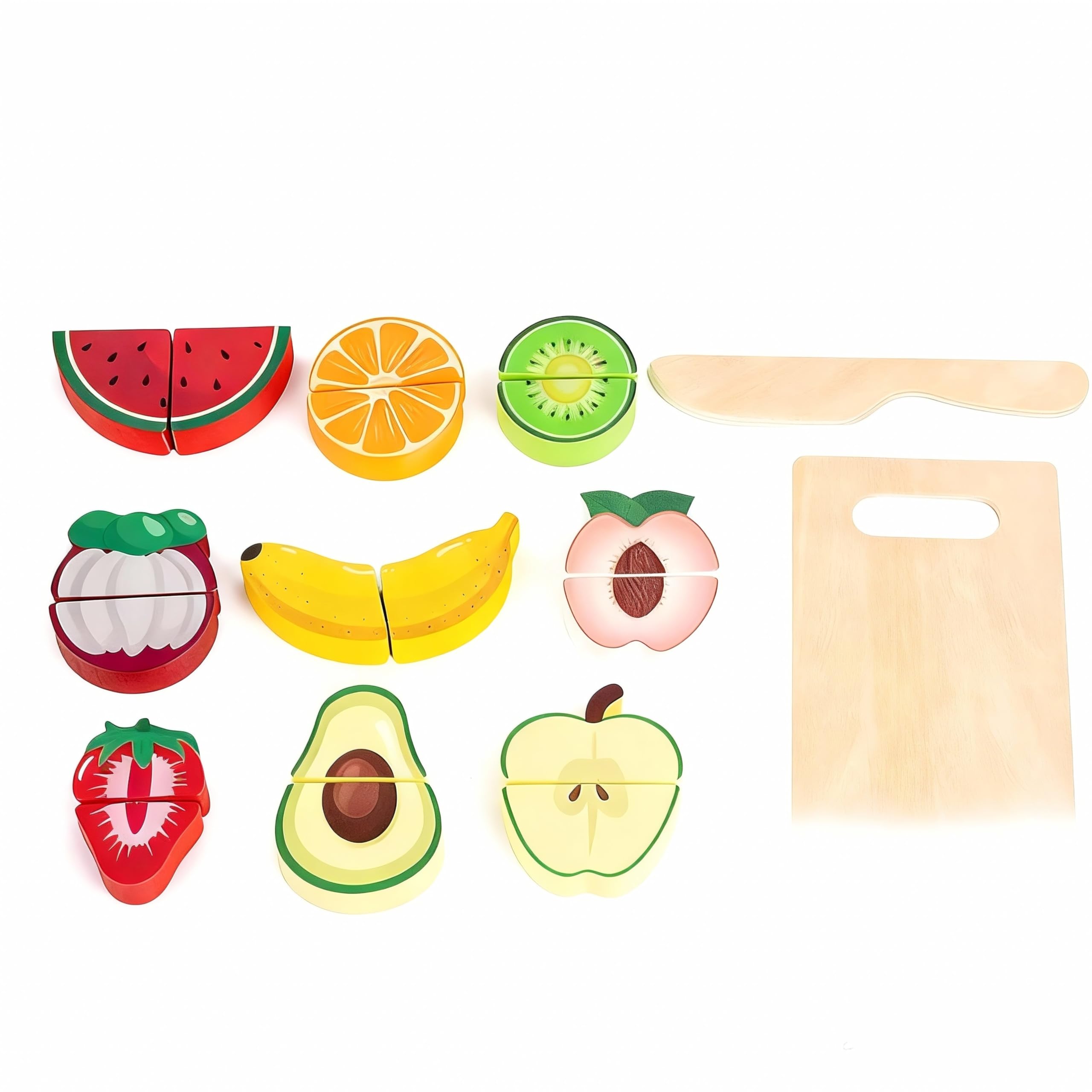 Wooden Cutting Fruits Set,11 Pcs Pretend Cutting Fruit Toys ,RARITYLL Educational Learning Games for Toddlers Age 3 4 5, Develops Fine Motor Skills & Hand-Eye Coordination.