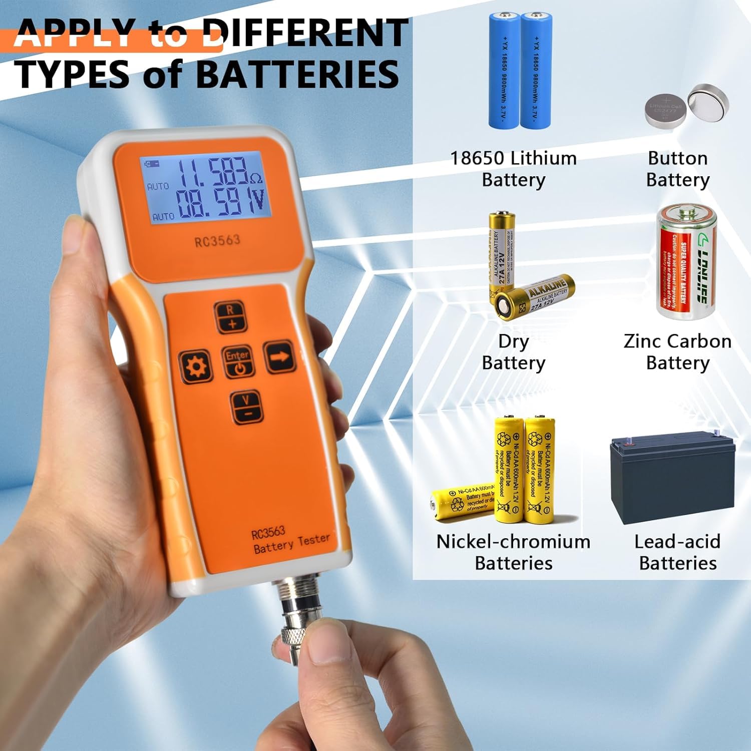 Tester Di Resistenza Interna Batteria, 200Ω 100V Misuratore Tensione E Resistenza Interna Batteria, Tester Batteria Tester Di Resistenza Interna E Tensione Per Misurare Di Vari Tipi Batterie