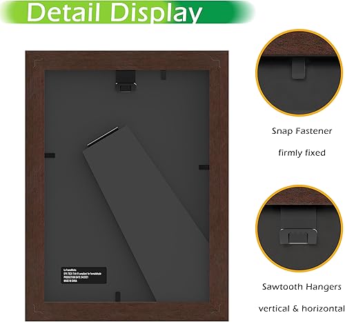 Vista 101 de FrameWorks Marcos de fotos clásicos de madera de 11 x 14 a 8 x 10 pulgadas con vidrio templado, roble natural, paquete de 6