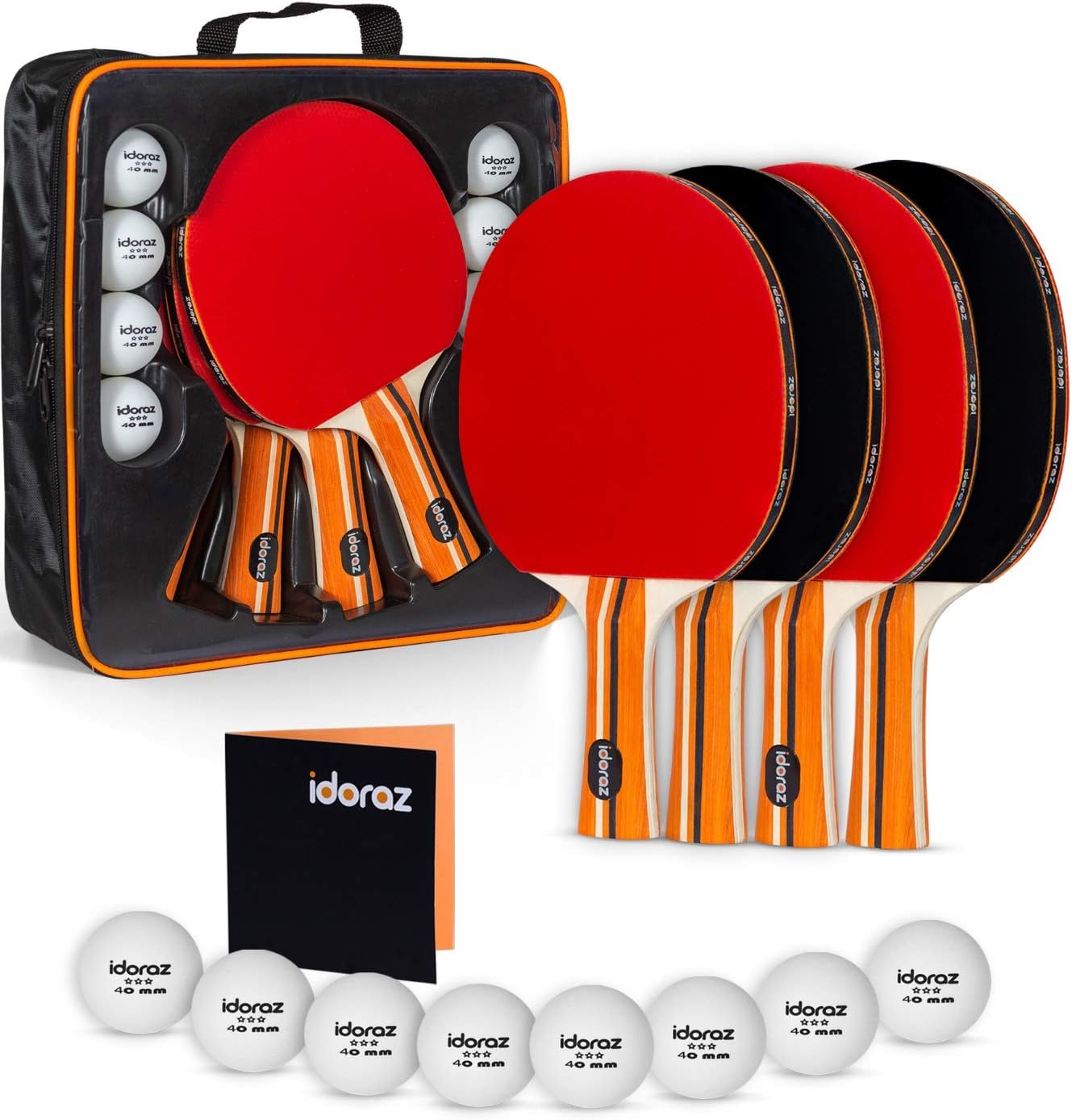 Amazon Ping Pong パドル4個セット プロ卓球ラケット 4プレーヤーパック グッドスピン プロフェッショナル