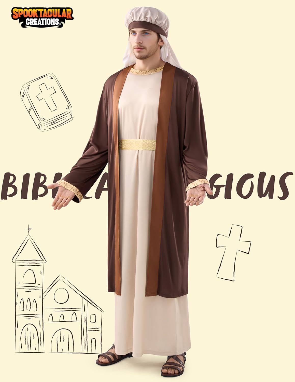 Spooktacular Creations Halloween Adult Bible Costume, Biblical Robe, Halloween Costumes for Men 2025 - Image 2