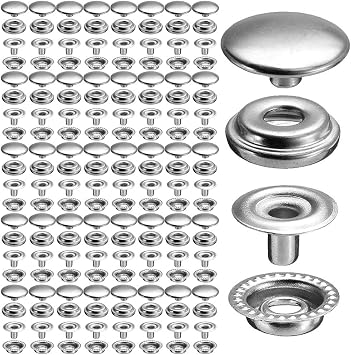 60 Sets 12.5mm Stainless Steel Snap Button Kits for Coats Bags Leather Marine Boat Canvas Silver No Tools