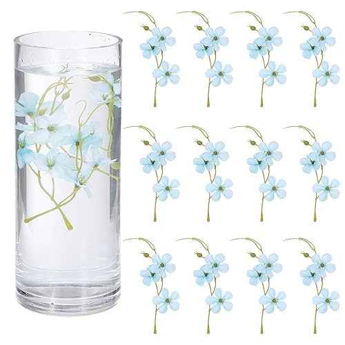 uxcell 12Pcs Floating Flowers for Centerpieces, Blue Green Pea Flower