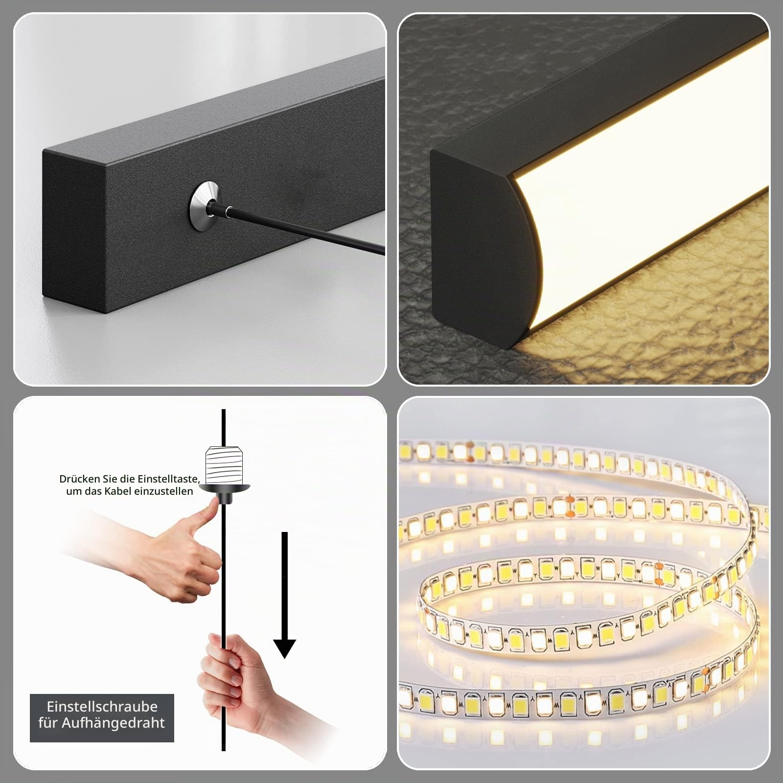 Mikeru Hängelampe Esstisch 100CM, Modern Spirale Hängelampe Schwarz LED Pendelleuchte Esszimmer Dimmbare 10%-100% 3000K/4500K/6000K Mit Fernbedienung, Höhe 150cm Einstellbar Für Küche, Wohnzimmer