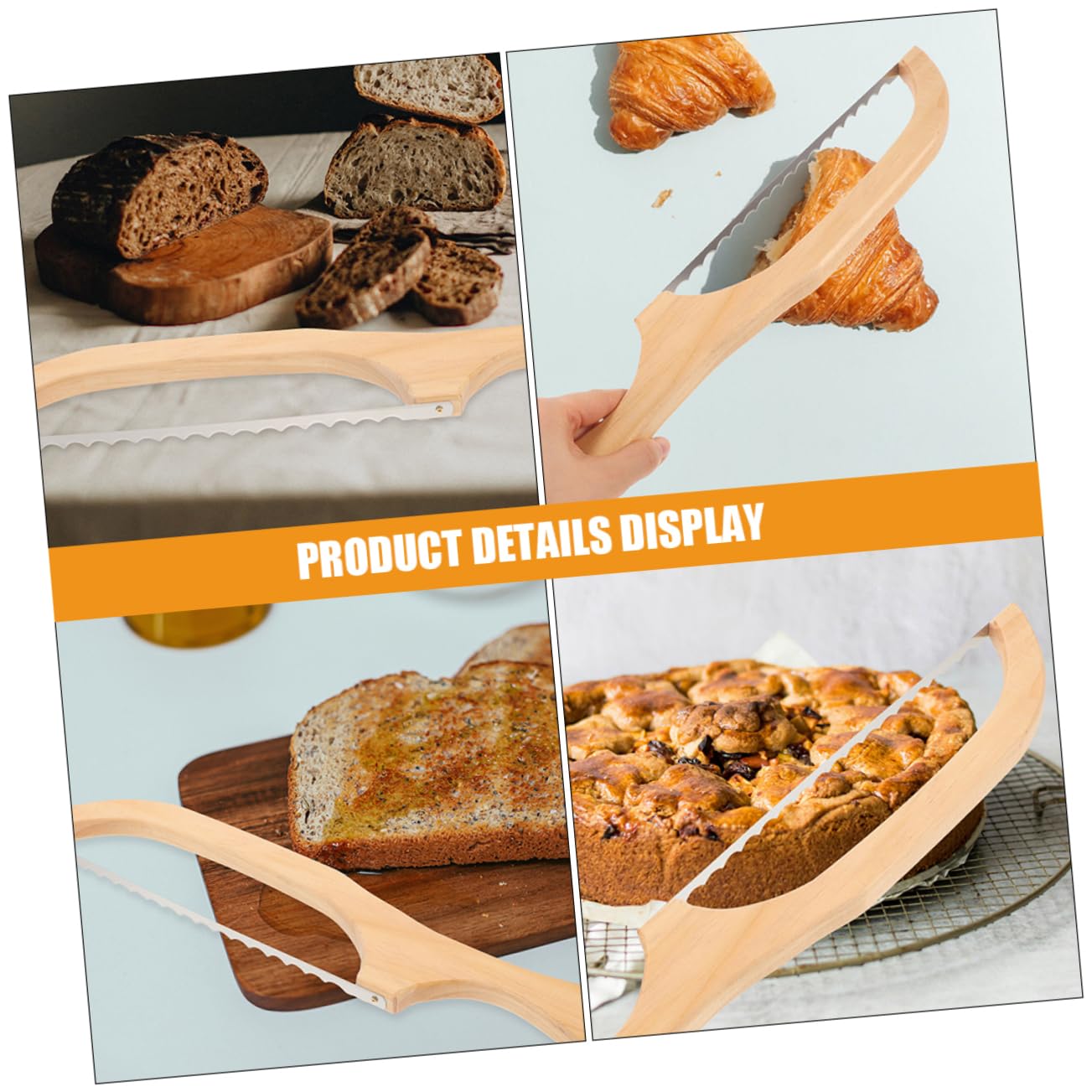 8pièces Couteau à Trancher Bois Et Acier Inoxydable Pour Gâteau Et Pâtisserie Outil De Cuisine Pratique Et Pour Tranchage Précis