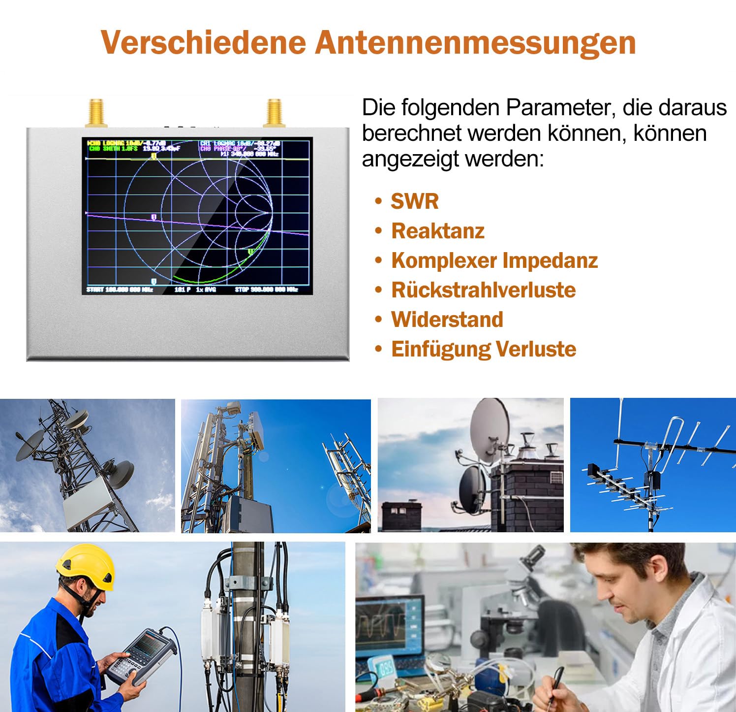 AURSINC NanoVNA V2 PLUS4 Vektor-Netzwerkanalysator, 4-Zoll 50kHz–4,4GHz HF/VHF/UHF Antennenanalysator, Messung von S-Parametern, SWR, Phase, Smith-Diagramm, mit 3200 mAh-Akku