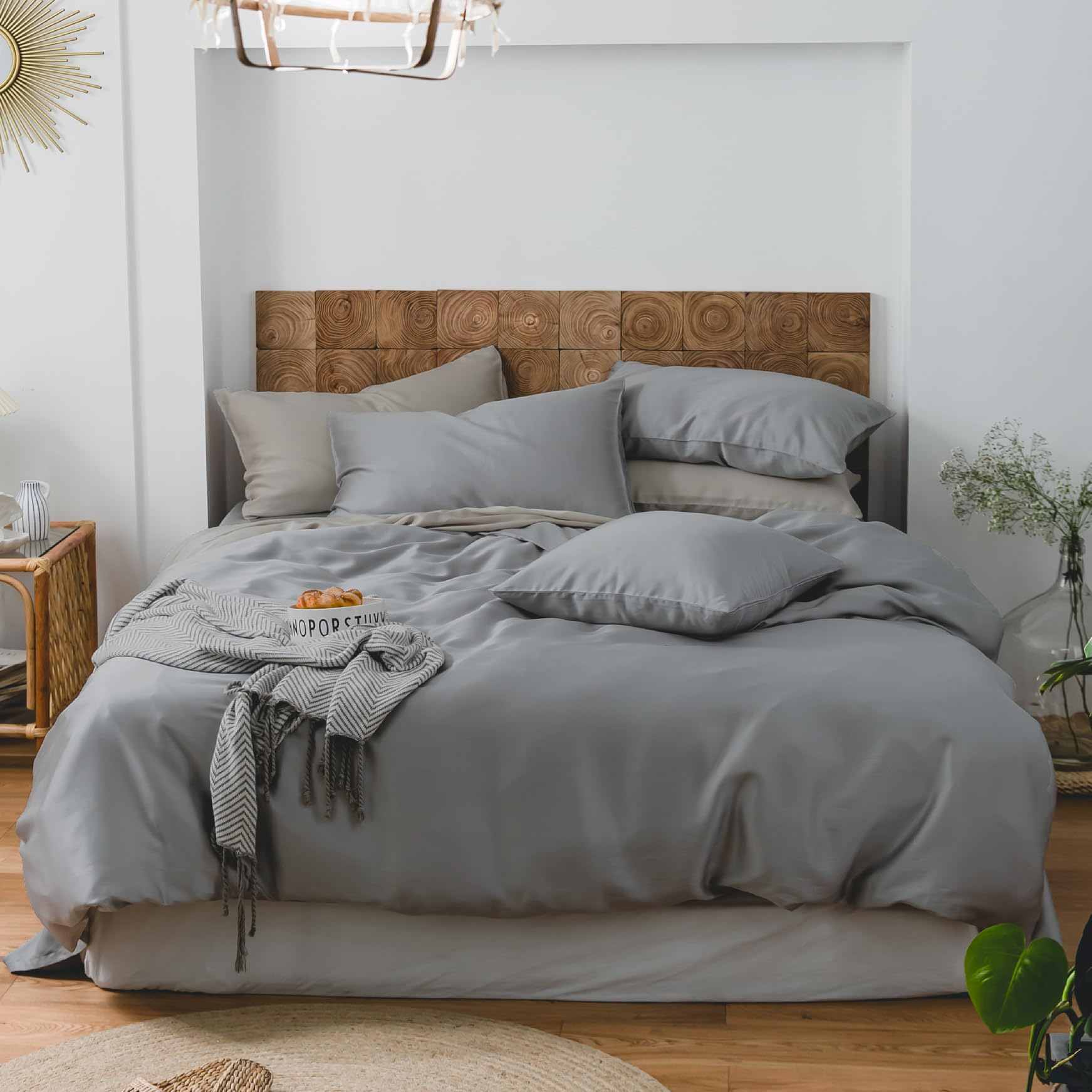 Cottonight Grey Comforter Sets Queen Dark Grey Comforter Queen Size Men Women Charcoal Grey Quilts Blanket Modern Solid Smoke Gray Bedding Comforter Set for Men Boys Adults