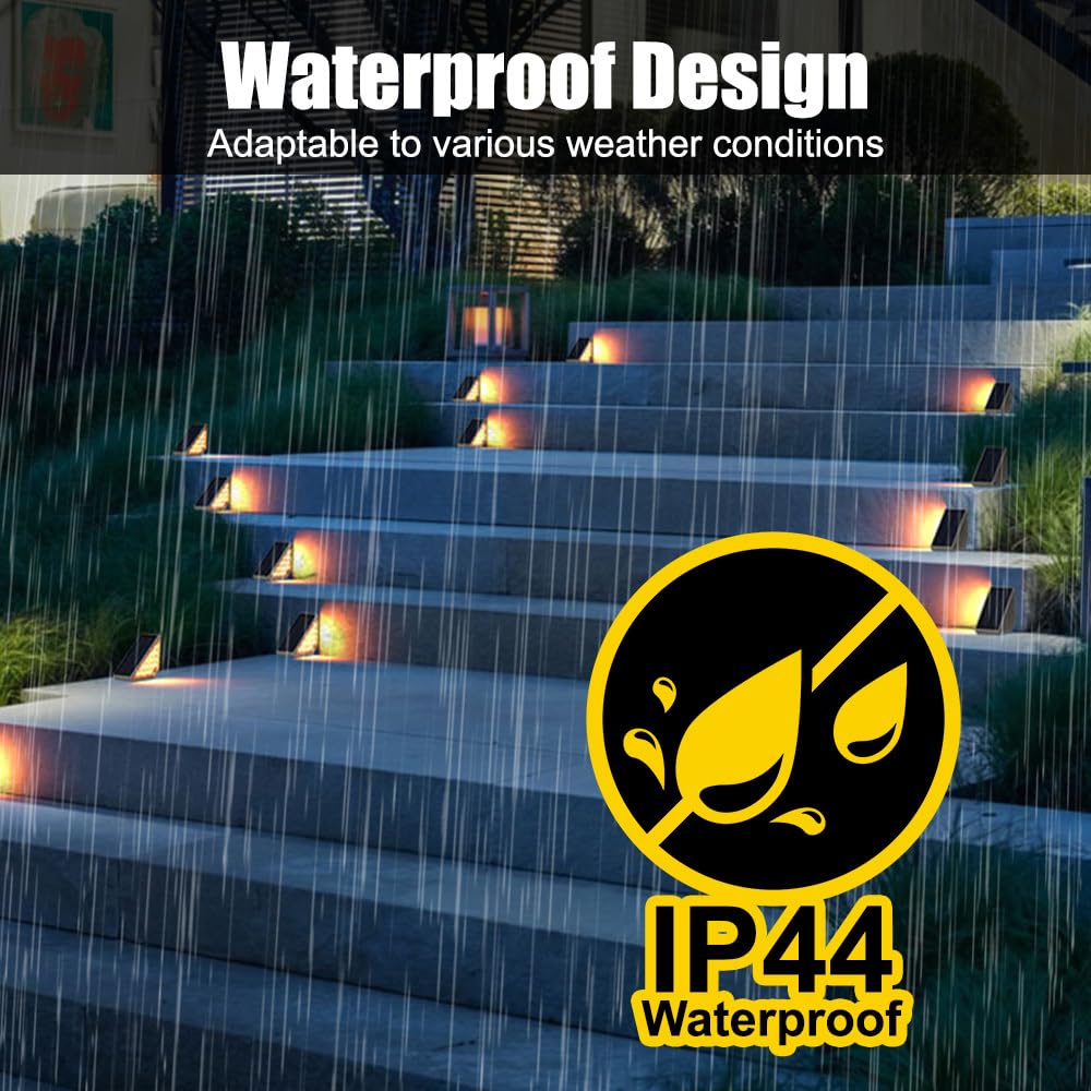 MiOYOOW Solar Treppenlicht, 2 Stück/4 Stück IP44 Wasserdichte Solar Treppenbeleuchtung mit 2 Montagearten für Terrasse, Garten, Stufen und Treppen