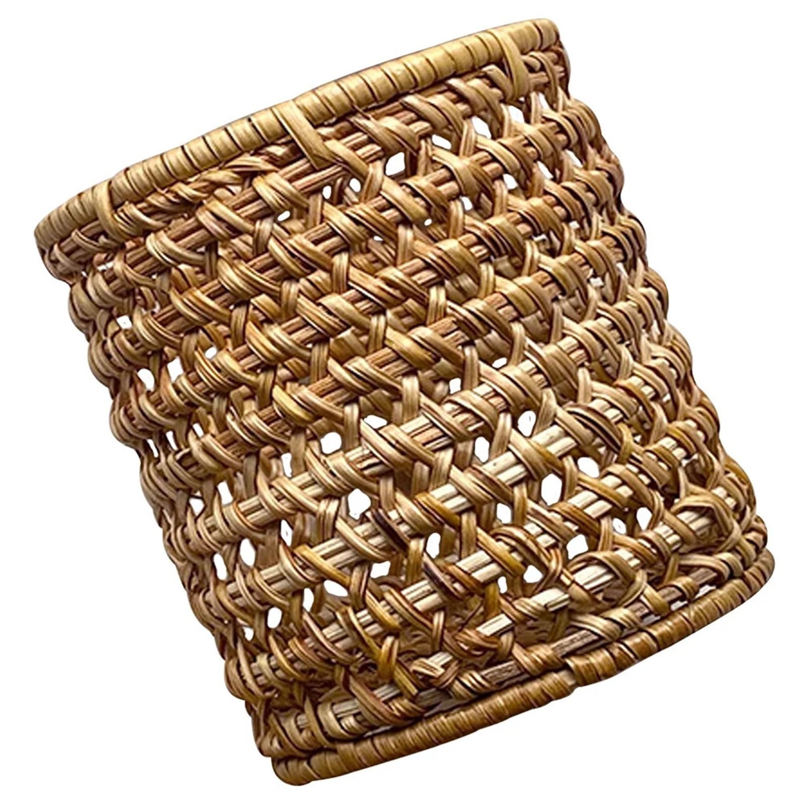 Ropicean Sturdy Woven Rattan Pencil Holder - Multi-Functional Desktop Organizer for Pens, Pencils, Makeup Brushes, and Craft Tools