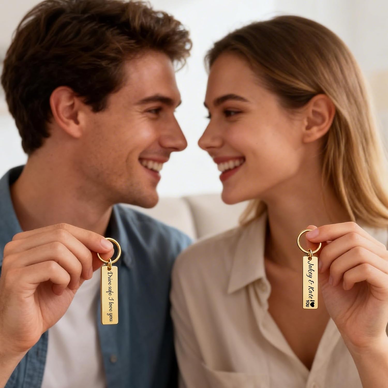 HJX Custom Keychain Personalized Double Side Key Chains with Name Text Customizable Keychain Gifts for Men Women Couples - Image 3