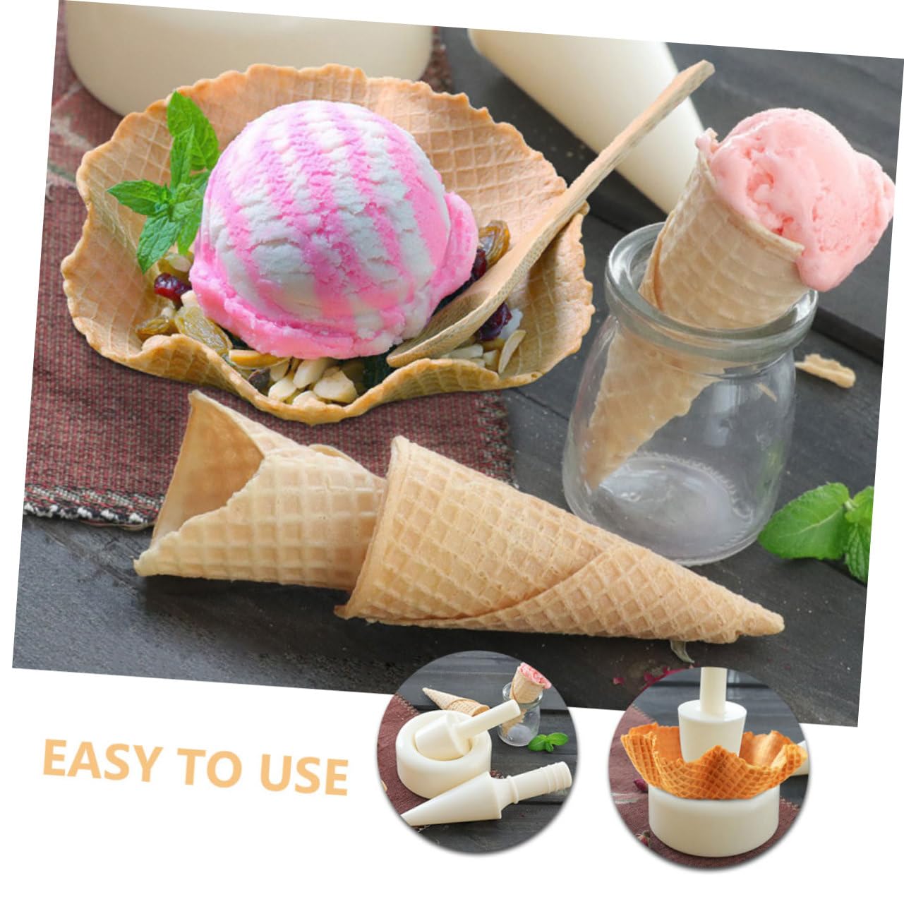 IMIKEYA 4juegos Moldes Para Conos De Helado Molde De Cono De Reutilizable Para Postres Reuniones Familiares