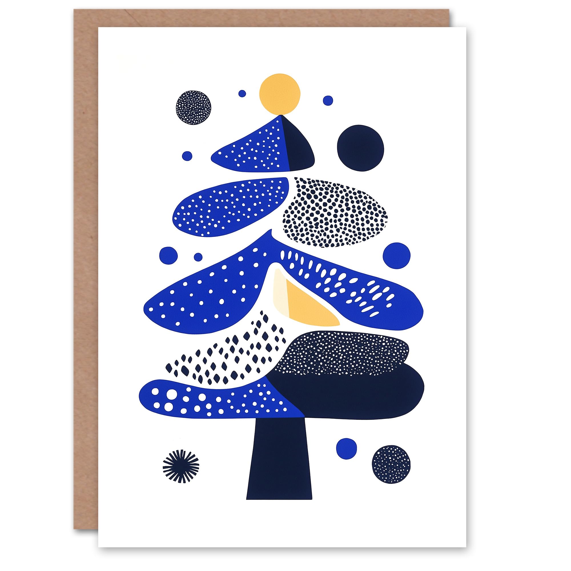 Wee Blue Coo Modern Abstract Tree Shapes Christmas Card Blue