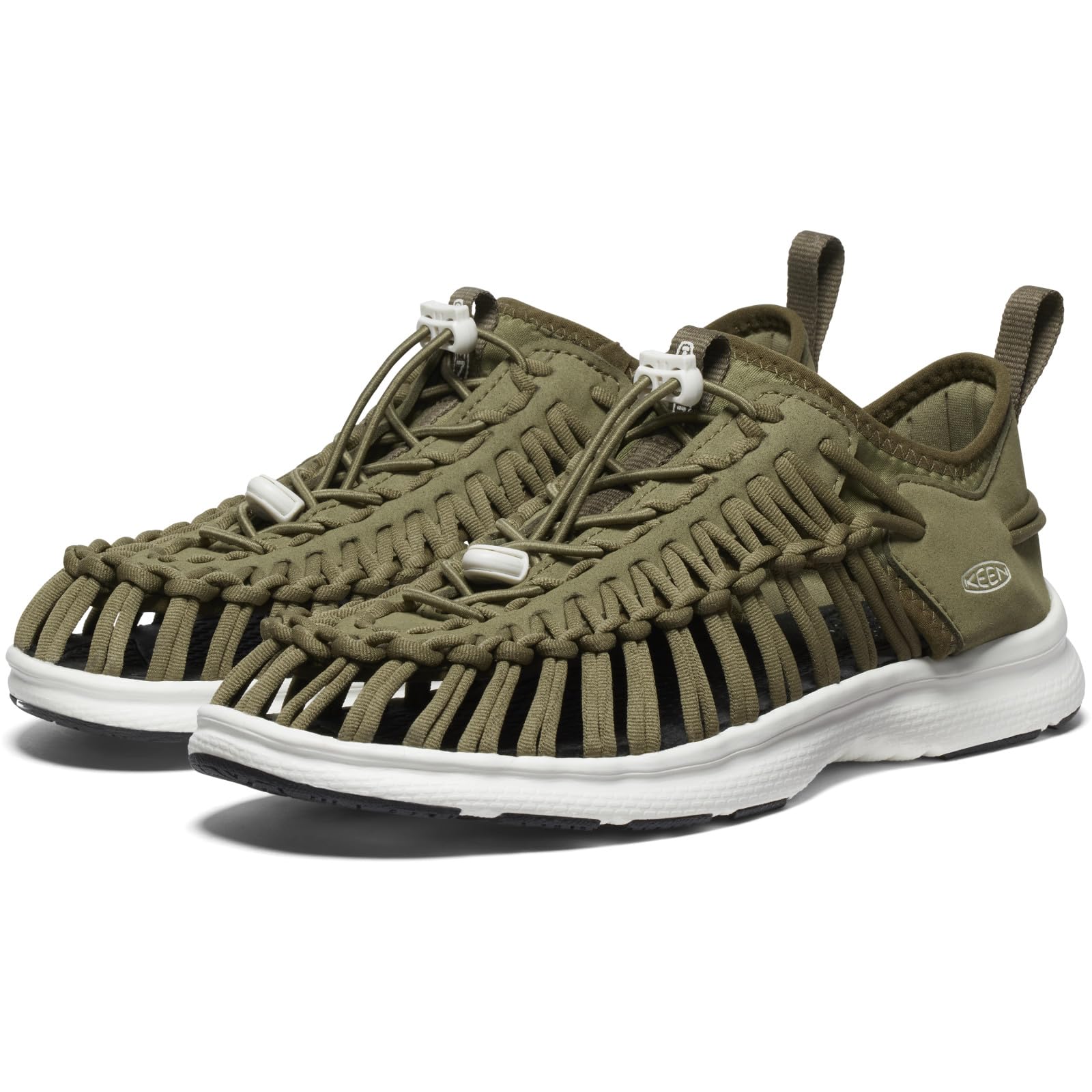 KEEN Heren Uneek O3 Ademend Twee Koord Custom Comfort Fit Sneaker Stijl Sandalen, Zwart/Ster Wit, 44.5 EU