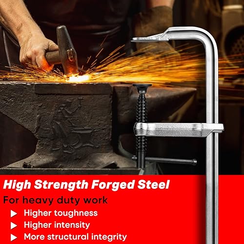 Miniatura 4 de SHALL 4-Pack Bar Clamps Set, 12-Inch Light-duty Drop Forged Steel Bar Clamps, Steel F Clamps with Max 450Lbs Load Limit for Welding, Woodworking,