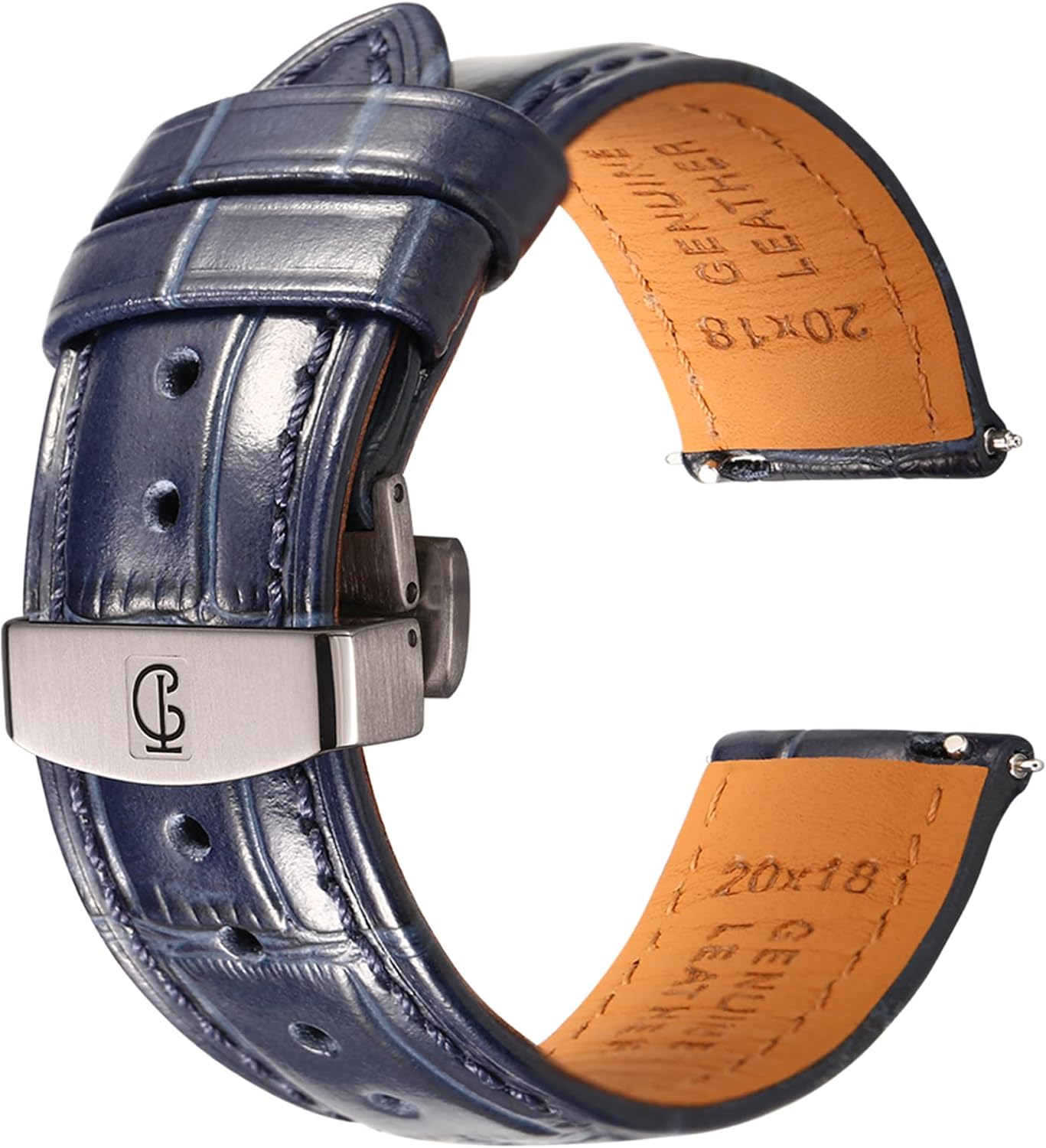 Watch Straps for Men with Quick Release, Luxury Alligator Grain Embossed Leather Watch bands, Top Grain Genuine Leather Watchband Replacements 19mm, 20mm, 21mm, 22mm