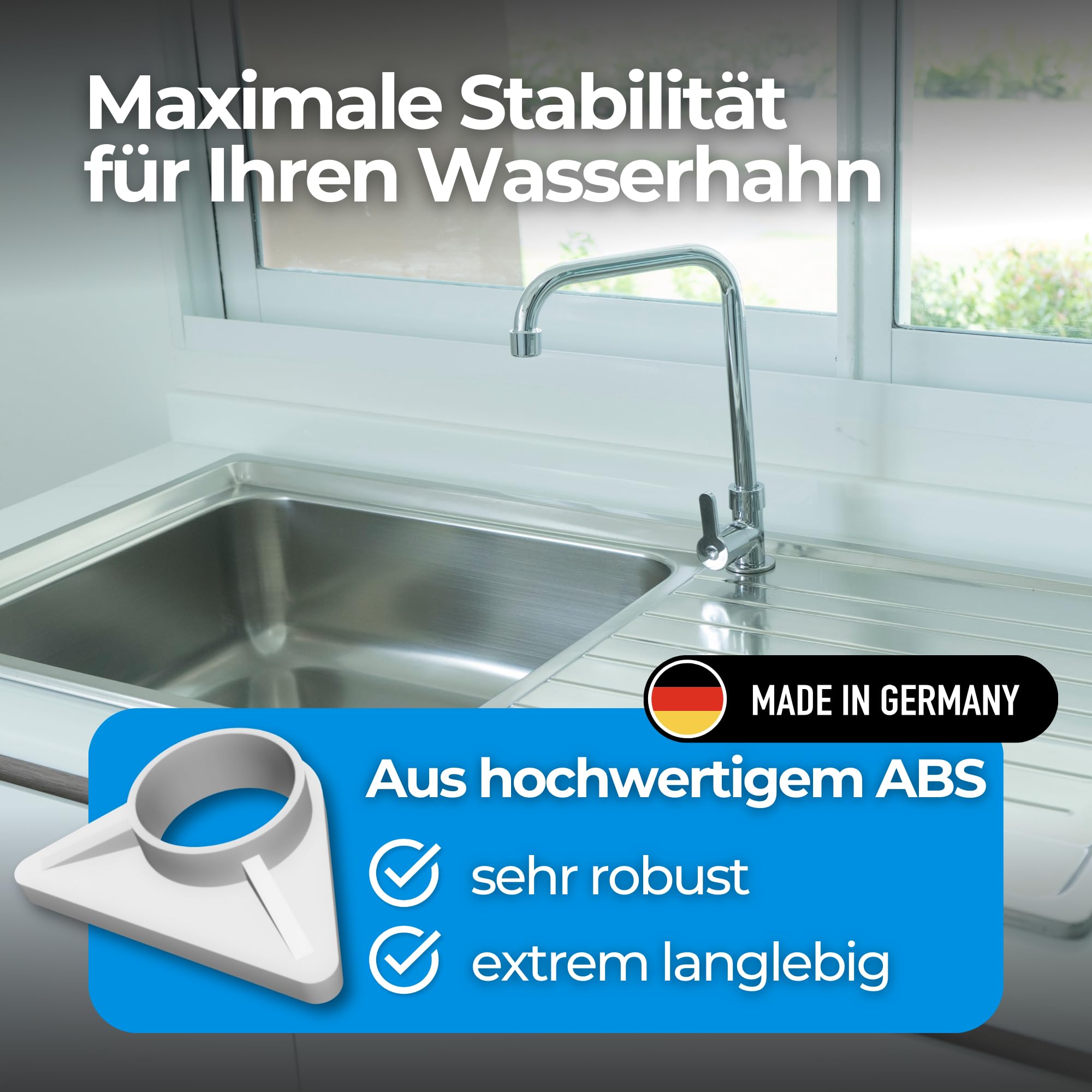 Rinforzo Per Rubinetto Lavello - ABS Bianco, Foro 36.5mm, Anti-Oscillazione - Foto 6