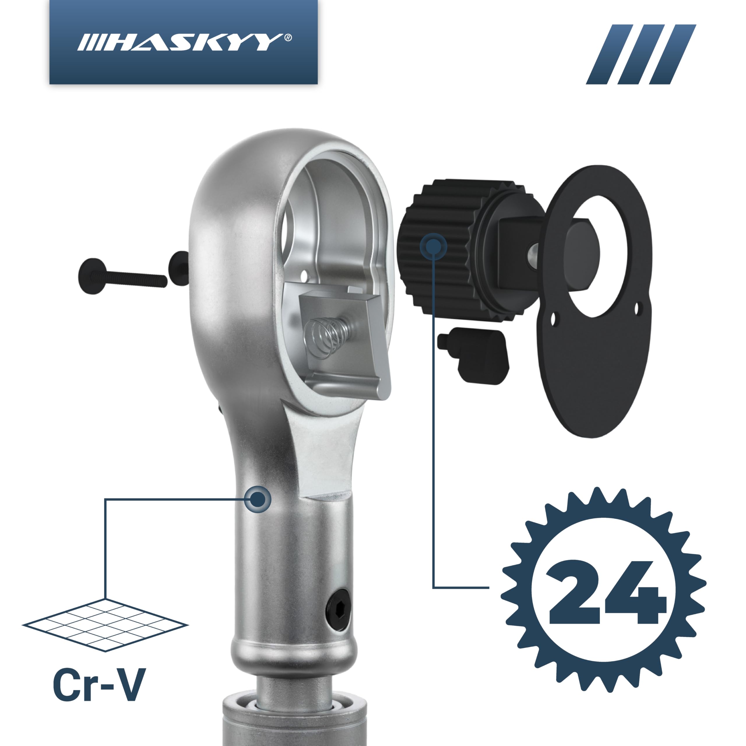 HASKYY Grzechotka teleskopowa 3/4" XXXL 78-115 cm wysuwana 8-stopniowa grzechotka z grzechotką, długa grzechotka z grzechotką, moment obrotowy 1412 Nm
