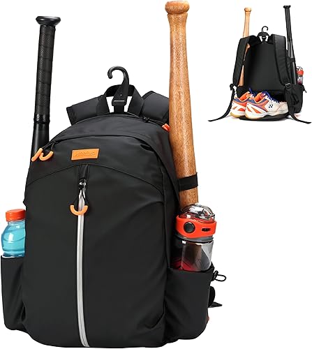 Miniatura 1 de Mochila de béisbol, bolsa de bate de sóftbol con compartimento para zapatos, bolsa de béisbol ligera, guante de bateo, casco, gorras, equipo de