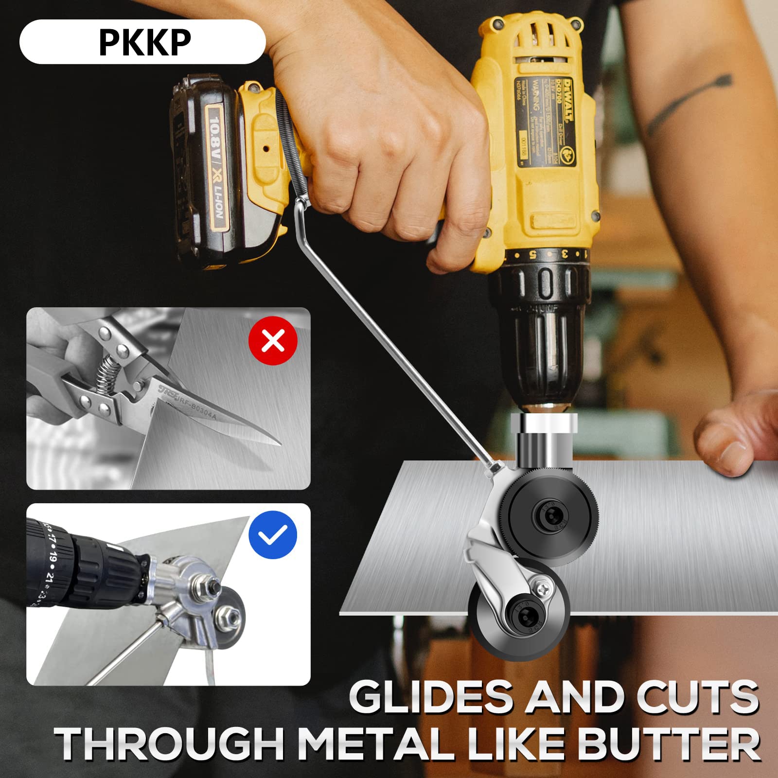 Metal Nibbler Drill Attachment, grignoteuse électrique en métal, tête de coupe rotative pour couper l'aluminium, facile à utiliser, profondeur de coupe jusqu'à 1,2 mm