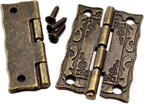 Miniatura 5 de Bisagras plegables vintage, bisagras florales de bronce antiguo con tornillos para caja de manualidades, caja de madera, muebles de regalo, tamaño