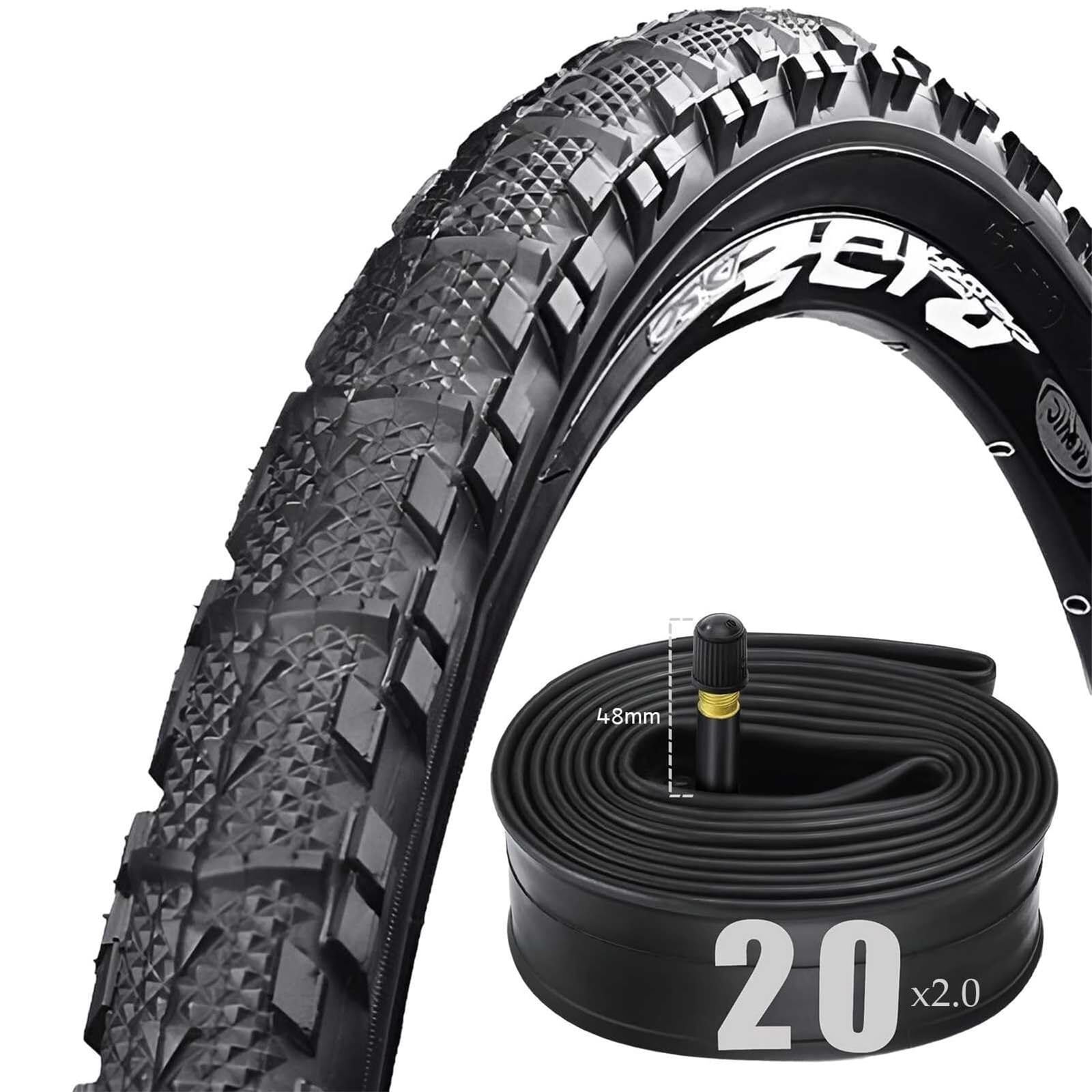20x2.0 Opona z Dętką Odporna na Przebicia, Składana, Zawór Schrader 32mm/48mm, Dopasowana do Rowerów Miejskich, Elektrycznych i Dziecięcych(48mm tube)