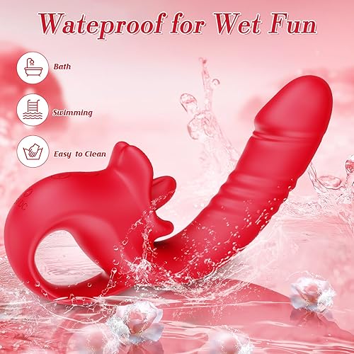 Miniatura 6 de Consolador Vibrador con Empuje Juguetes Sexuales para Mujeres, Consoladores Juguetes para Adultos Vibrador de Lamer Clítoris y Punto G con 10