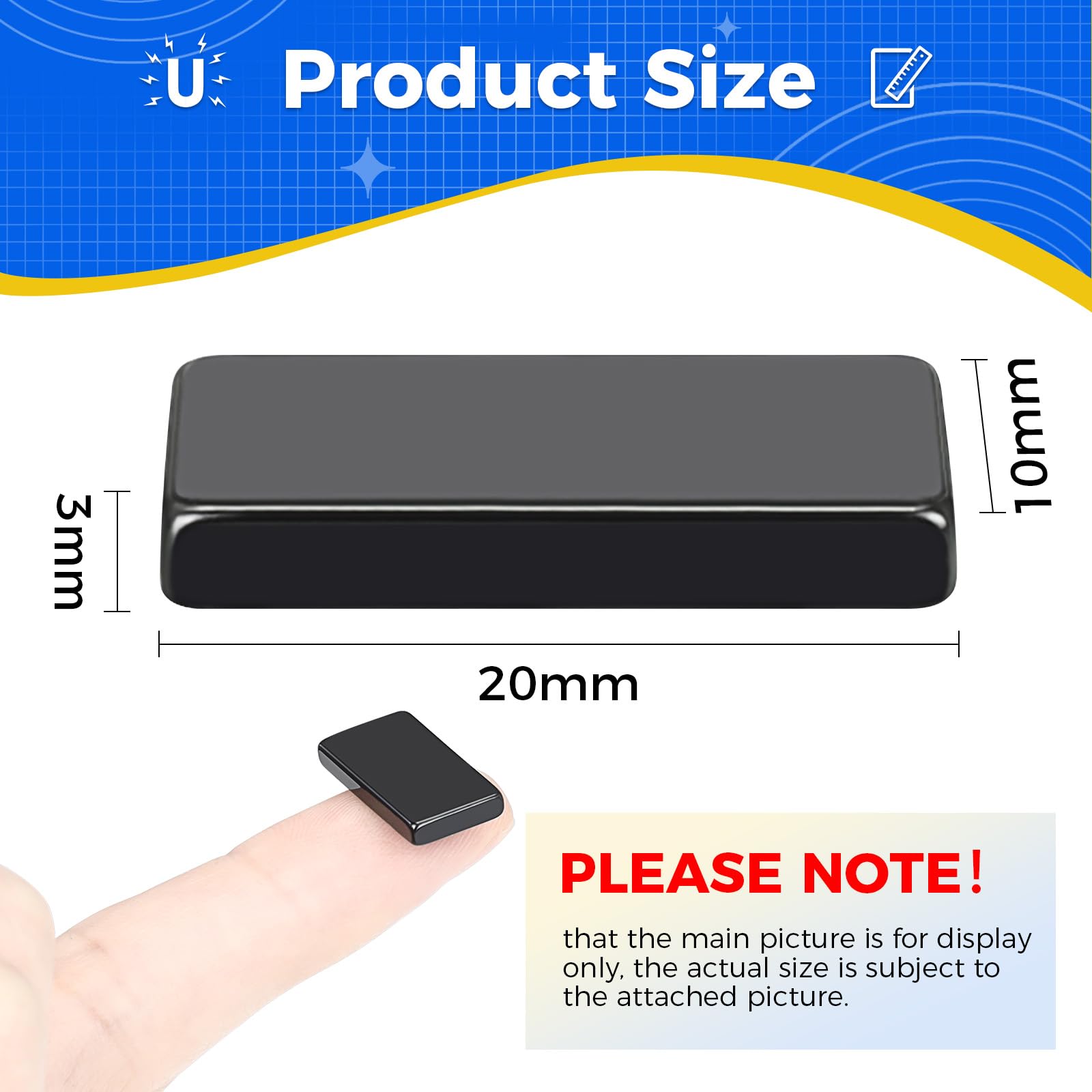 Wukong 20x10x3mm Strong Magnets, 12 Pack Bar Magnet, Square Magnet for Whiteboards Fridge, Project, Noticeboard or DIY Office - Image 3