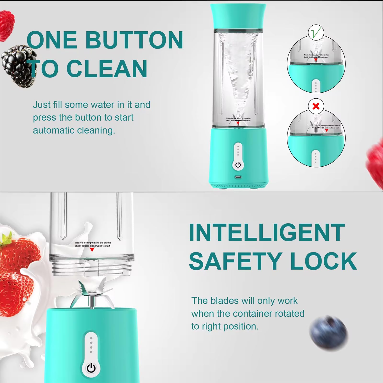 Przenośny Mini Blender Do Smoothie, Elektryczny Kubek Do Wyciskania Soku USB O Pojemności 500 Ml Z 6 Ostrzami, 25 Filiżanek Po Pełnym Naładowaniu, Do Biura, Siłowni, Kempingu, Podróży