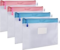 Vista 10 de Wisdompro - Bolsa con cremallera, 4 paquetes de bolsa de archivos de malla impermeable duradera tamaño carta, organizador de documentos, color morado