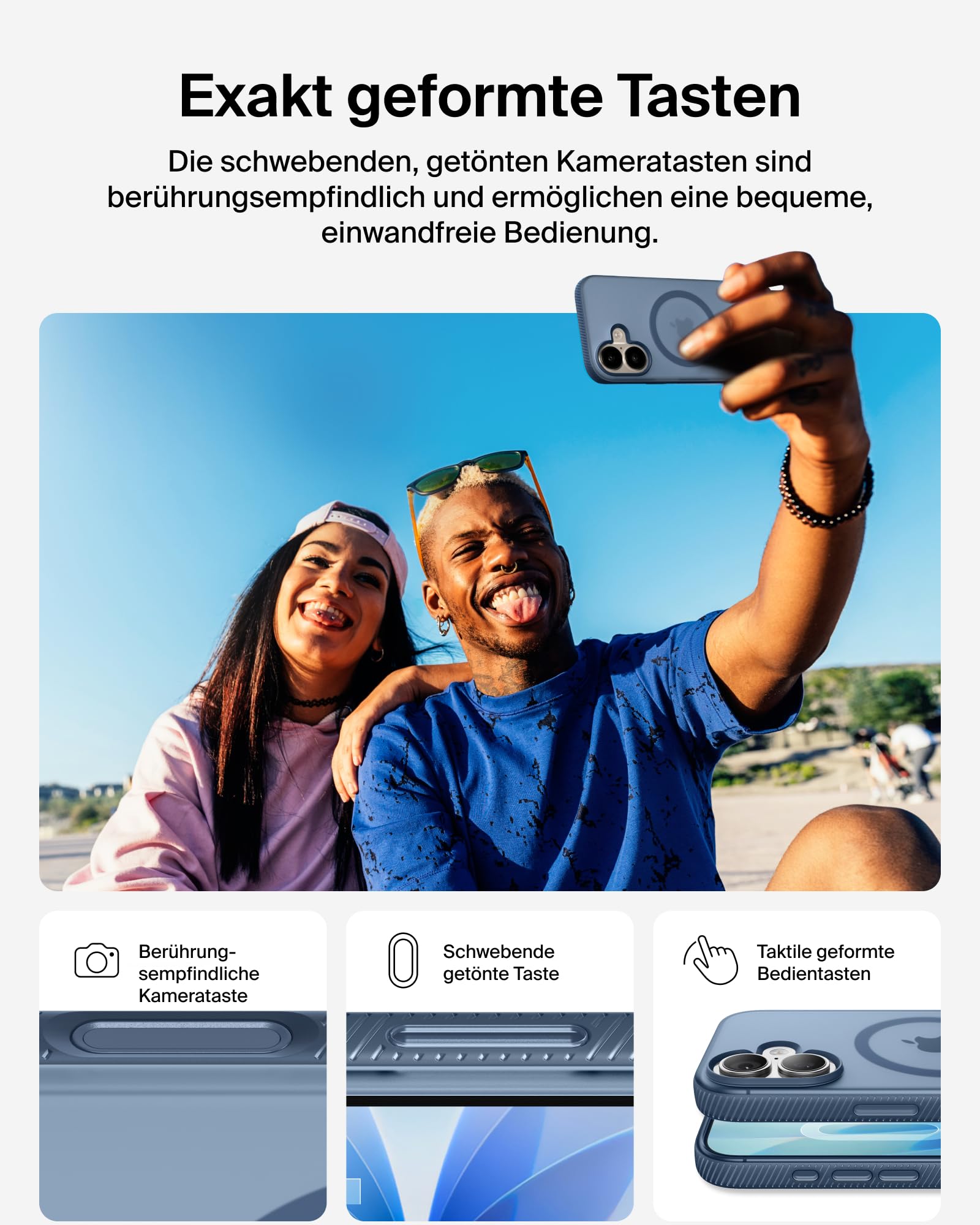 Belkin SheerForce Grip iPhone 17 Hülle MagSafe Kompatible Handyhülle mit Rutschfesten Rändern, iPhone Schutzhülle, Magnetisch, Transparent, Dünn und Stoßfest – Blau
