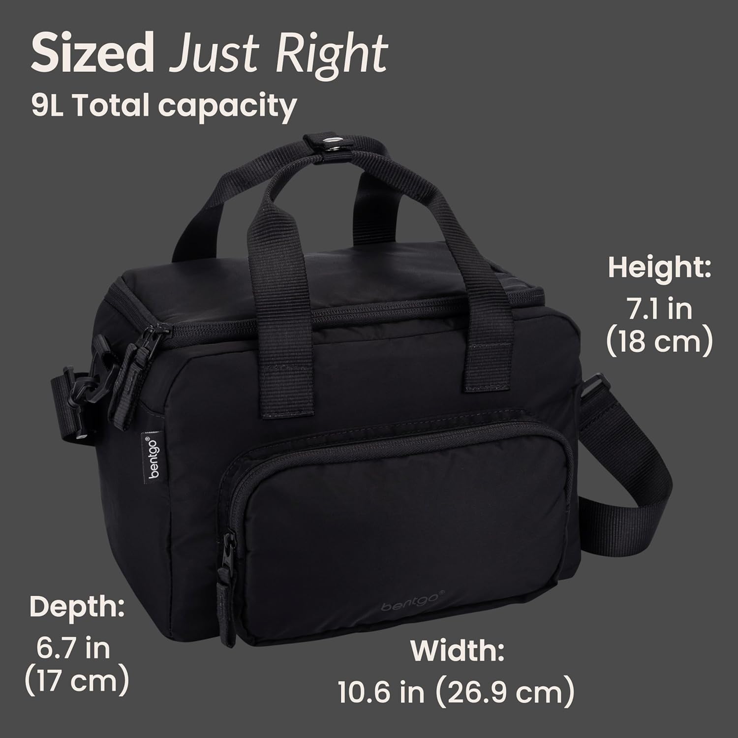Bentgo Insulated Lunch Bag – Extra-Large Capacity Adult Lunch Bag with Shoulder Strap and External Storage Compartment, Durable, Lightweight, Ideal for Work, School, & Meals On the Go (Obsidian) - Image 7