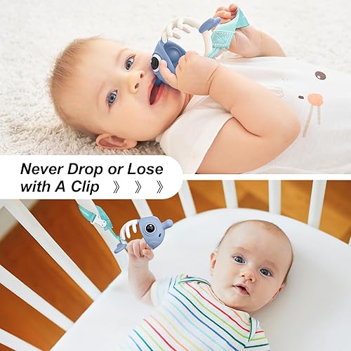 Miniatura 6 de Mombella - Juguetes de dentición para bebés de 0 a 6 meses, juguetes de dentición de pez payaso de 6 a 12 meses, juguetes mordedores para bebés con